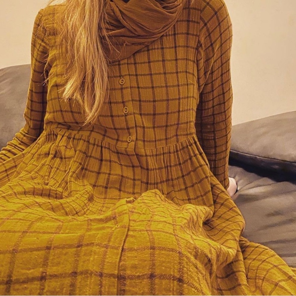 Gudrun Sjödén Window pane woven organic cotton, long button up dress